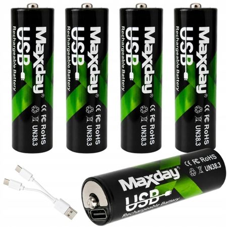 Akumulator litowo-jonowy AA (R6) 2200 mAh 4 szt. ładowane usb 02046