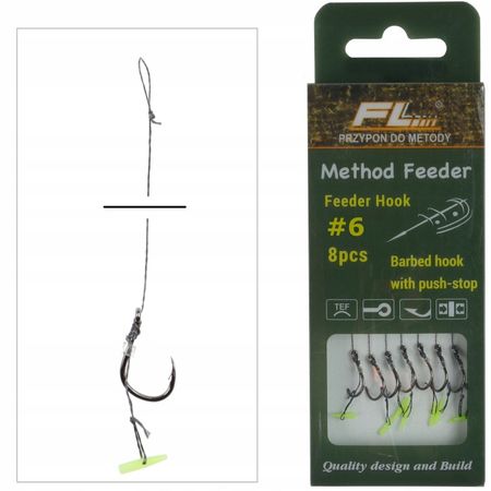 Haczyki Method Feeder na przyponie ze stoperem #6 64-1762