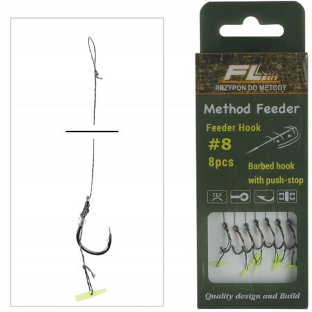 Haczyki Method Feeder na przyponie ze stoperem #8 64-1779