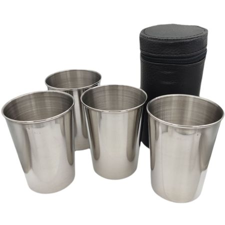 Kieliszki turystyczne 160ml+etui 4 szt metalowe 1-7003