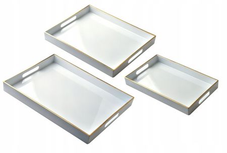 Komplet 3 białych tac dekoracyjnych HTDA1419