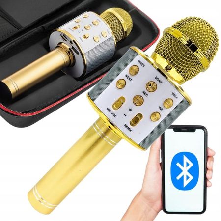 Mikrofon bezprzewodowy bluetooth w etui złoty 27424