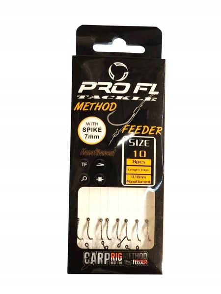 Przypony METHOD FEEDER teflonowe haki nr10 z igłą żyłka 0,18 64-65177