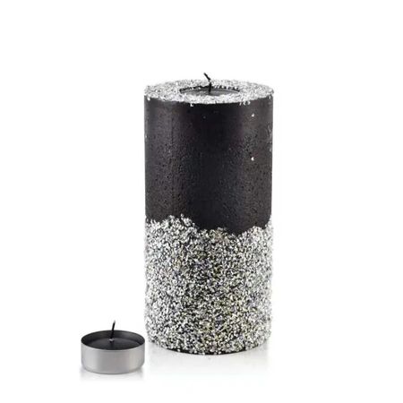Świeca walec diament 120x240 czarno srebrna TCM8696