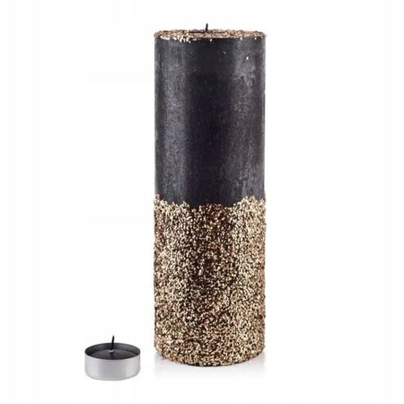 Świeca walec diament 120x360 czarno złota TCM8757