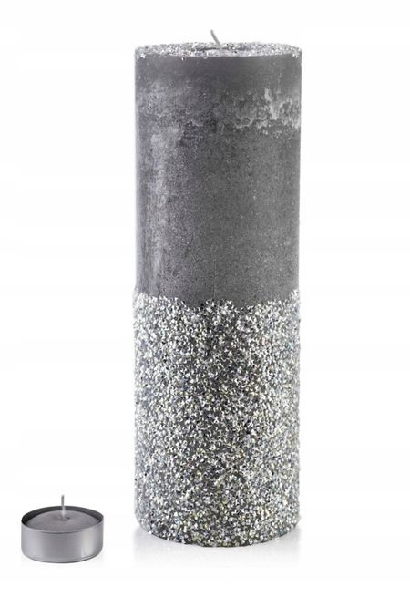 Świeca walec diament 120x360 szara TCM8733