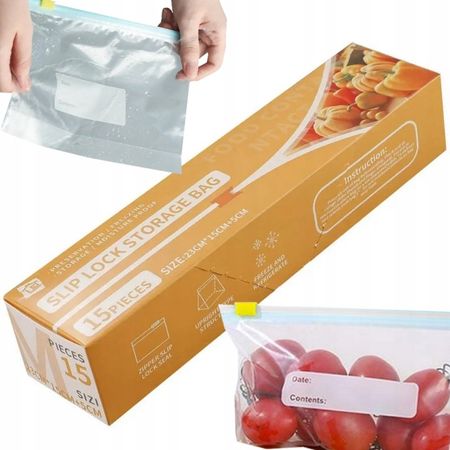 Torebki foliowe strunowe na suwak zamykane 1200ml 15szt 07225