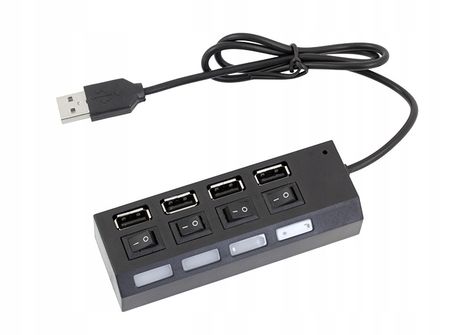 Ultra szybki, 4-portowy aktywny HUB USB 2.0 z włącznikami AK228A
