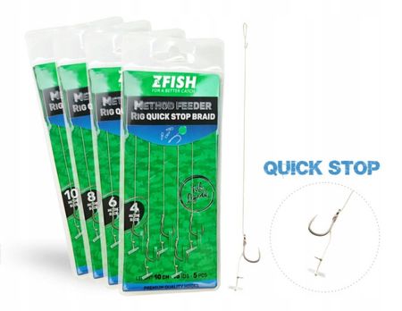 Zfish Przypon Method Feeder Rig Quick Stop Braid 10 cm 5 szt. hak 4 6510